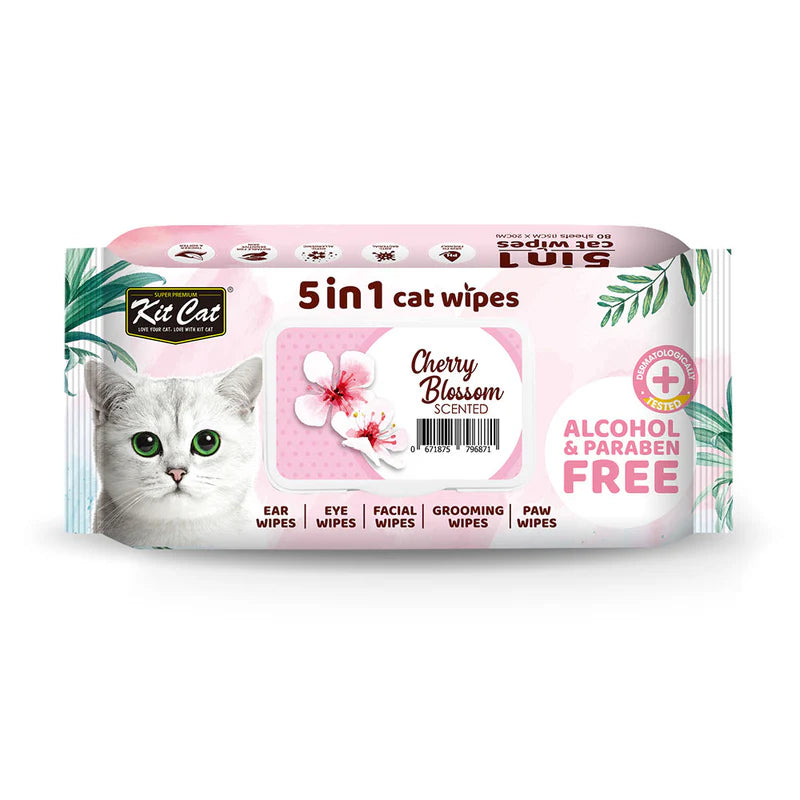 KIT CAT ANTIBACTERIAL WIPES FOR CATS - CHERRY BLOSSOM