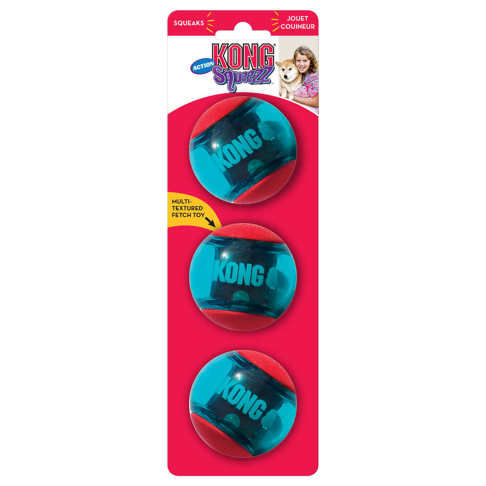 KONG ACTION SQUEEZZ BALLS 3PK