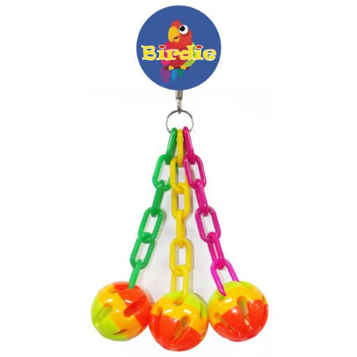 BIRDIE 3 MEDIUM BALLS WITH PLASTIC CHAIN TOY